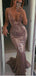 Mermaid Pink V-neck Spaghetti Straps Evening Dresses ,Cheap Prom Dresses,PDY0624