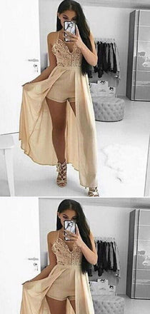 Spaghetti Straps Ivory Lace Long Prom Dresses,Cheap Prom Dresses,PDY0470