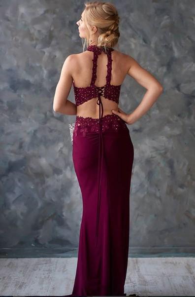 Two piece Beaded Burgundy Long Prom Dresses ,Cheap Prom Dresses,PDY0438
