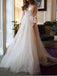 Charming A Line Long Sleeves Ivory Tulle Evening Dresses,Cheap Prom Dresses,PDY0569