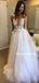 Spaghetti Straps A-line Tulle Open Back Charming Wedding Gown,WDS0117