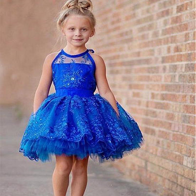 Lovely Royal_blue Tulle Lace Flower Girl Dresses With Beading ,Cheap Flower Girl Dresses ,FGY0171