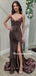 Spaghetti Straps Mermaid Side Slit Simple Prom Dresses PDS0302