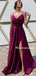Simple Spaghetti Strap Side Slit A-line Long Prom Dresses, PDS0176