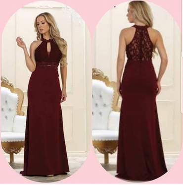 Sheath High Neck Burgundy Long Prom Dresses ,Cheap Prom Dresses,PDY0447