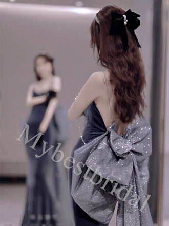 Elegant Square Sleeveless Mermaid Long Prom Dress,PDS1036