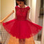 Blush red modest sparkly with sleeve freshman casual homecoming prom dress,BDY0123