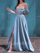 Elegant One-shoulder Sweetheart Side slit A-line Prom Dresses, PDS0473