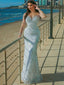 Elegant Mermaid Long Sleeve Blue Beads Prom Dresses PDS0306