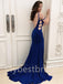 Sexy Spaghetti straps Deep V-neck Side slit Mermaid Prom Dresses,PDS0575