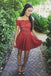 Off Shoulder Red Lace Simple Cheap Short Homecoming Dresses 2018,BDY0289