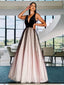 Simple V-neck A-line Tulle Floor-length Long Prom Dresses, PDS0238