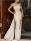 Elegant One shoulder Side slit Mermaid Prom Dresses,PDS0882