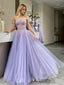 Simple Sweetheart A-line Tulle Long Prom Dresses, PDS0156