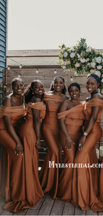 Mismatched Straight Tulle Mermaid Long Bridesmaid Dresses, BDS0143