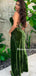 Sexy Spaghetti Straps Mermaid Side Slit Velvet Long Prom Dresses, PDS0285