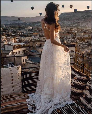 V-neck Ivory Lace Beach Wedding Dresses.Cheap Wedding Dresses, WDY0279