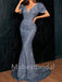 Elegant V-neck Short sleeves Mermaid Prom Dresses, PDS0464