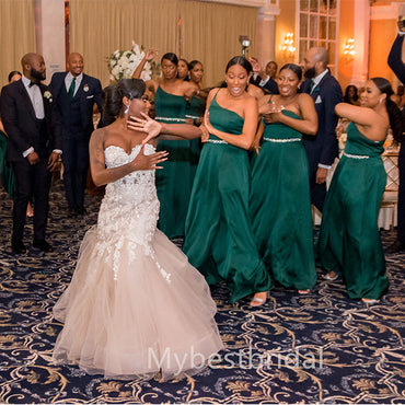 One-shoulder Side silt A-line Elegant Simple Long Bridesmaid Dresses,BDS0195