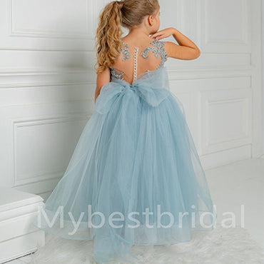 BeautifuI Spaghetti straps Sleeveless A Line Flower Girl Dresses, FGS0036