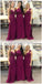 Cheap Mismatched Plum Custom Long Bridesmaid Dresses, WGY0251