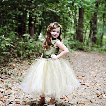 Green Satin Top Tulle Flower Girl Dresses, Cheap Popular Pixie Tutu Dresses,  FGY0124