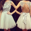 Grey cap sleeve gorgeous open back casual charming homecoming prom dress,BDY0139