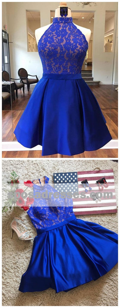 Royal Blue Halter Cheap Short Homecoming Dresses Online, BDY0330