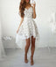 High-Low Lace Sleeveless Semi-Formal Dress With Belt, Homecoming Dress,BDY0155