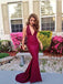 Mermaid V-neck Burgundy Satin Long Prom Dresses ,Cheap Prom Dresses,PDY0449