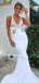 Simple Halter Mermaid Sleeveless Open Back Long Wedding Dresses, WDS0074
