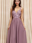 Spaghetti Straps V-neck Dusty Purple Lace Prom Dresses,Cheap Prom Dresses,PDY0481