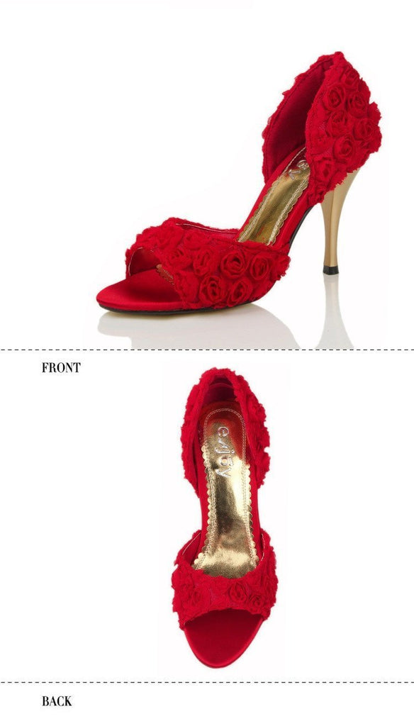 Elegant Flower Lace Women's High Heels Fish Toe Wedding Shoes, SY0102