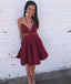 Dark Red Unique Simple Cheap Short Homecoming Dresses Online,BDY0302