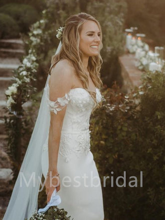 Simple Sexy Sweetheart Off-shoulder Mermaid Wedding Dresses, WDY0209