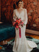 Simple V-neck Long sleeves A-line Wedding Dresses, WDY0248