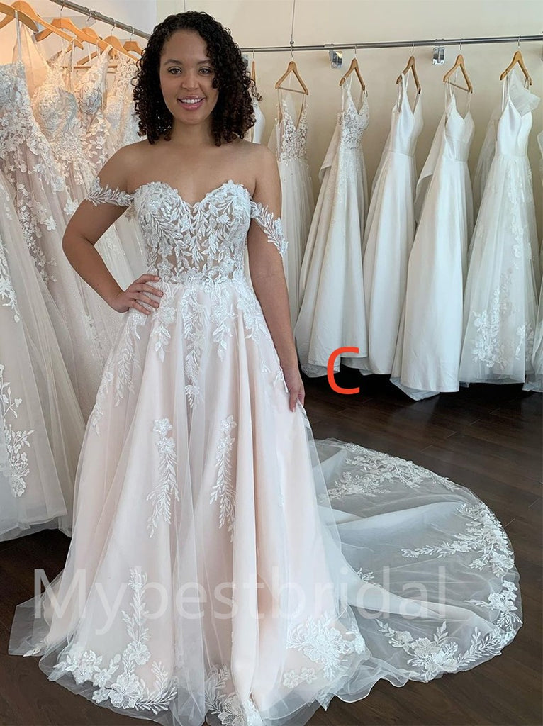 Mismatched Simple Sweetheart Mermaid Lace applique Wedding Dresses, WDY0249