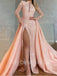 Elegant Long sleeves Side slit A-line Prom Dresses, PDS0477