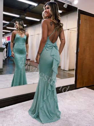 Sexy Halter V-neck Mermaid Prom Dresses,PDS0904