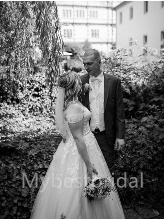 Simple Sexy Sweetheart Off-shoulder A-line Wedding Dresses, WDY0210