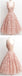 Dark Pink Lace Floral prints Vintage tea length elegant casual homecoming prom dresses,BDY0132