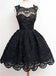 Black lace simple modest vintage freshman homecoming prom dresses, BDY0107