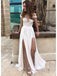 Short Sleeve Sexy Slit Casual Custom Cheap Beach Wedding Dresses, WDY0185