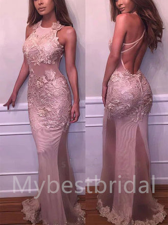 Sexy Sleeveless Open back Mermaid Prom Dresses,PDS0580