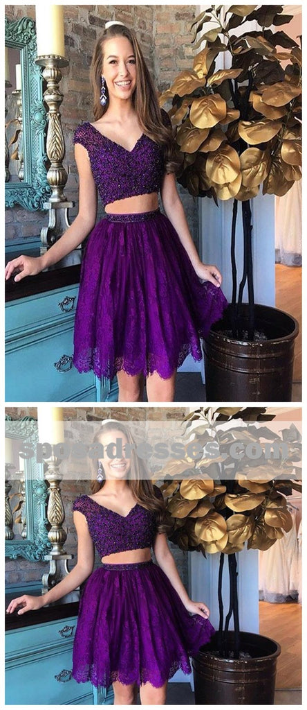 Sexy Two Pieces Cap Sleeves Cheap Short Homecoming Dresses Online, BDY0329