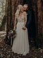 Charming A-line Lace Chiffon Long Sleeve Open Back Wedding Dresses. WDS0113