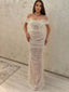 Charming Straight Mermaid White Sequin Long Prom Dresses, PDS0267
