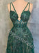 Sexy V-neck Sleeveless Spaghetti straps A-line Prom Dresses,PDS0765
