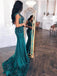 Mermaid Trailing Green Lace Long Prom Dresses,Cheap Prom Dresses,PDY0512