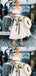 A-Line off-the-Shoulder Tea-Length White Satin Wedding Dresses,WGY0372